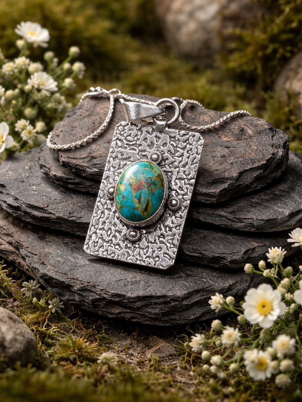 SOLD ! Chrysocolla Necklace & Earrings - Picture 12 of 16